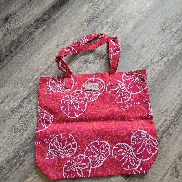 Lilly Pulitzer x Estee Lauder Pink Sand Dollar Floral Tote Bag Nautical Beach - Picture 2 of 6